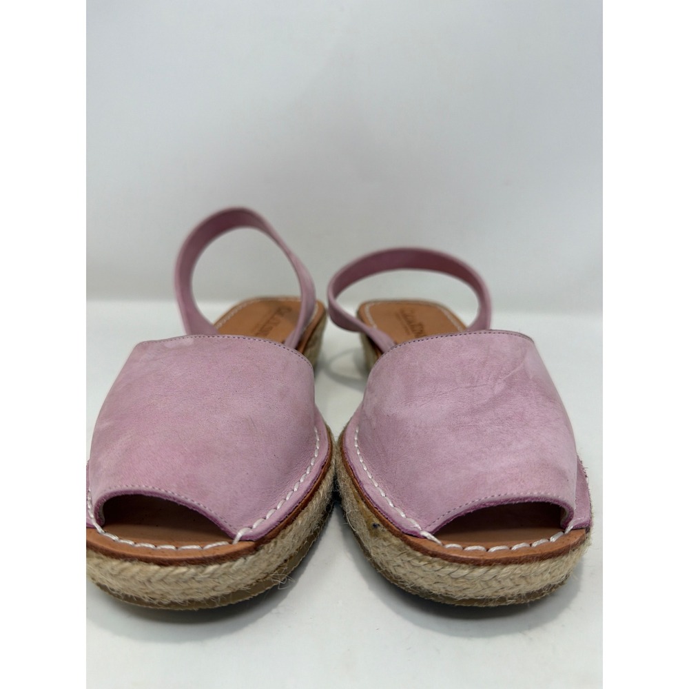 Calaxini‎ Lavender Leather Espadrille Wedge Sandals Made in Spain Sz 39 Peep Toe - Picture 7 of 9